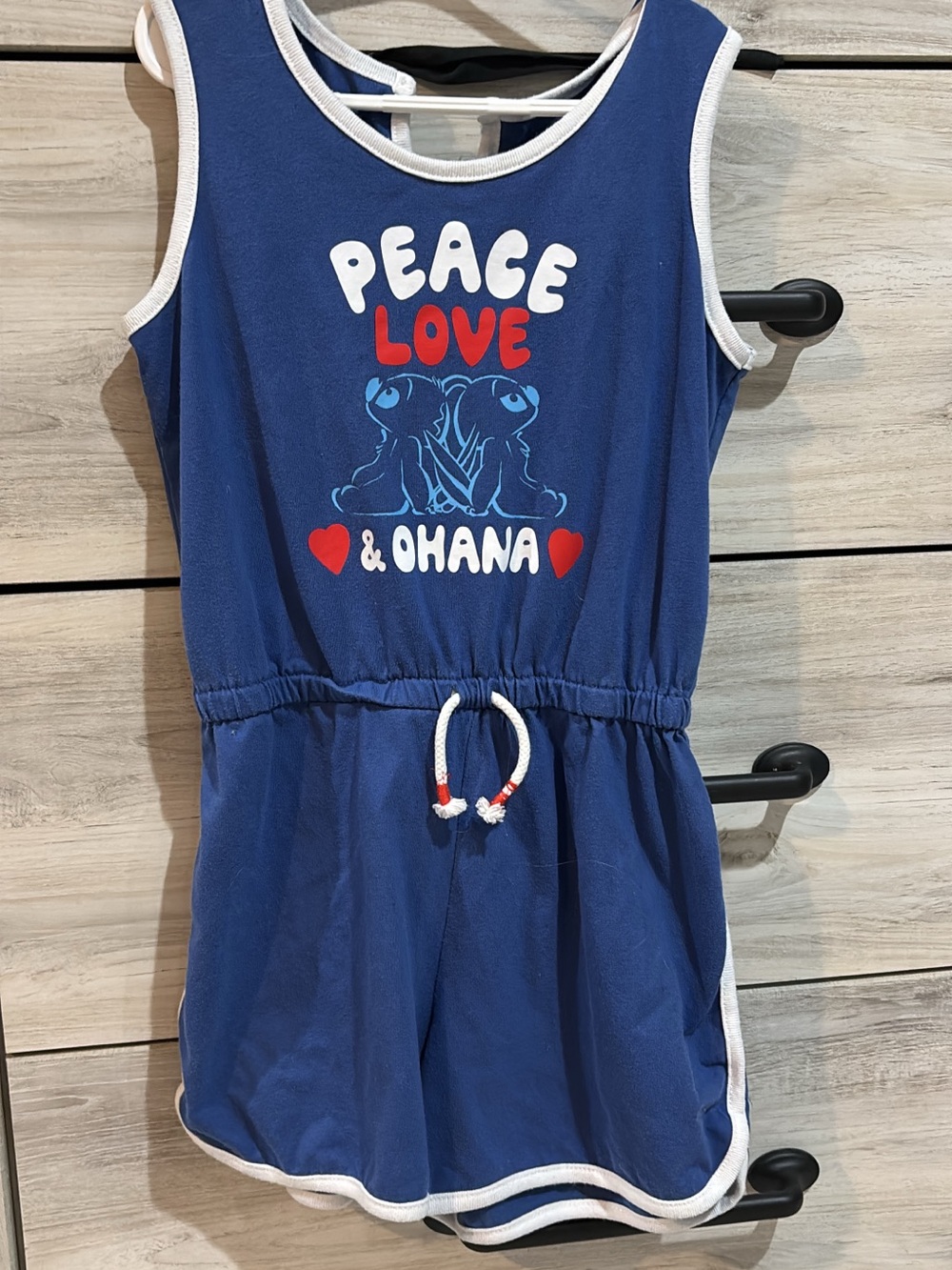 Navy "Peace Love & Ohana" Sleeveless Romper